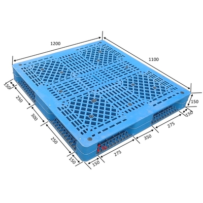 1200 * 1100 * 150 mm Metalowe systemy magazynowania w stojakach Dwustronna paleta z tworzywa sztucznego do układania w stosy
